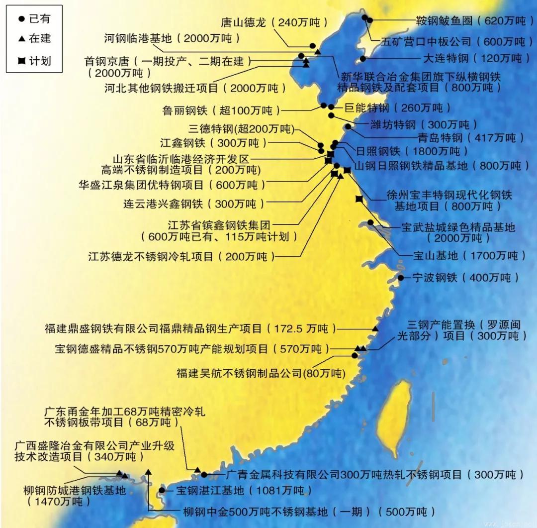 我國(guó)五大鋼鐵沿海基地產(chǎn)能布局已達(dá)1億噸 